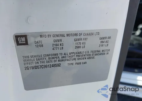 2009 Chevrolet Impala Ss z USA, uszkodzony, nr VIN 2G1WD57C991248592